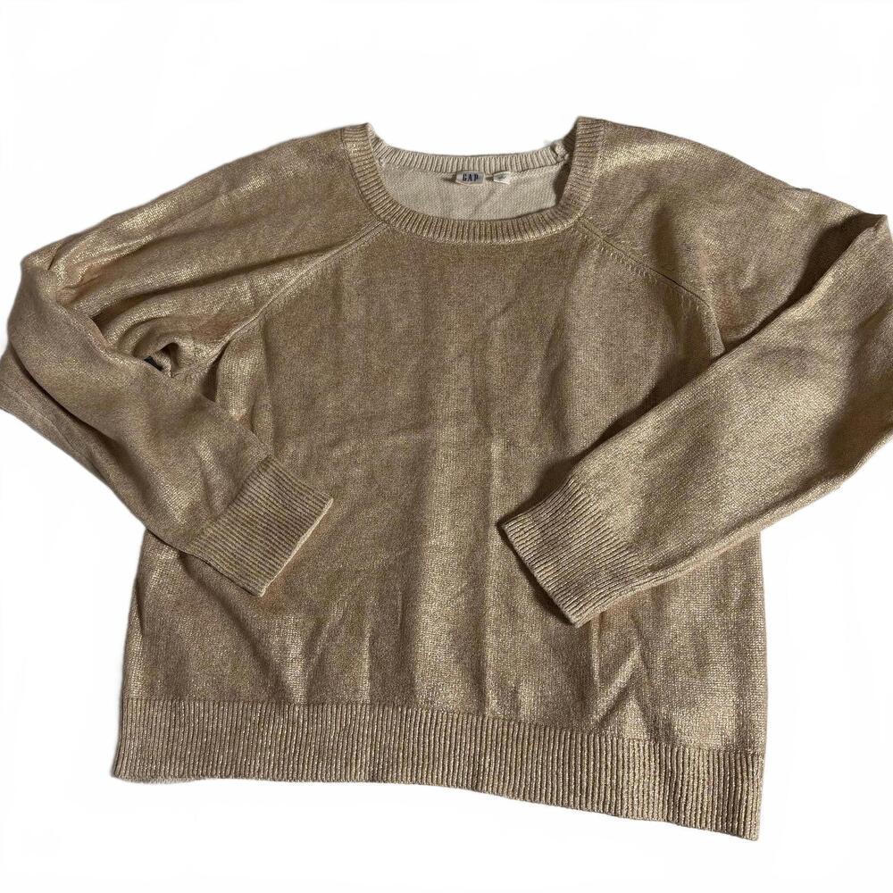 Holiday Rose Gold‎ Sparkly Long Sleeve Sweater crew neck Women's Large. GAP